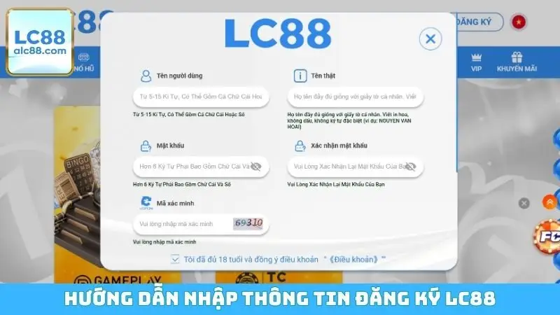 Hướng dẫn nhập thông tin đăng ký LC88
